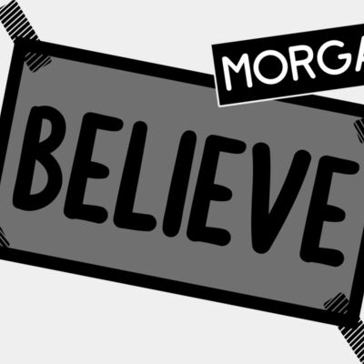 Morgan Believe Grey on pink Thumbnail