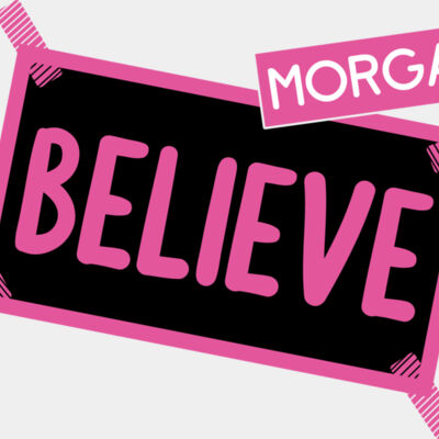 Morgan Believe Pink on Grey Thumbnail